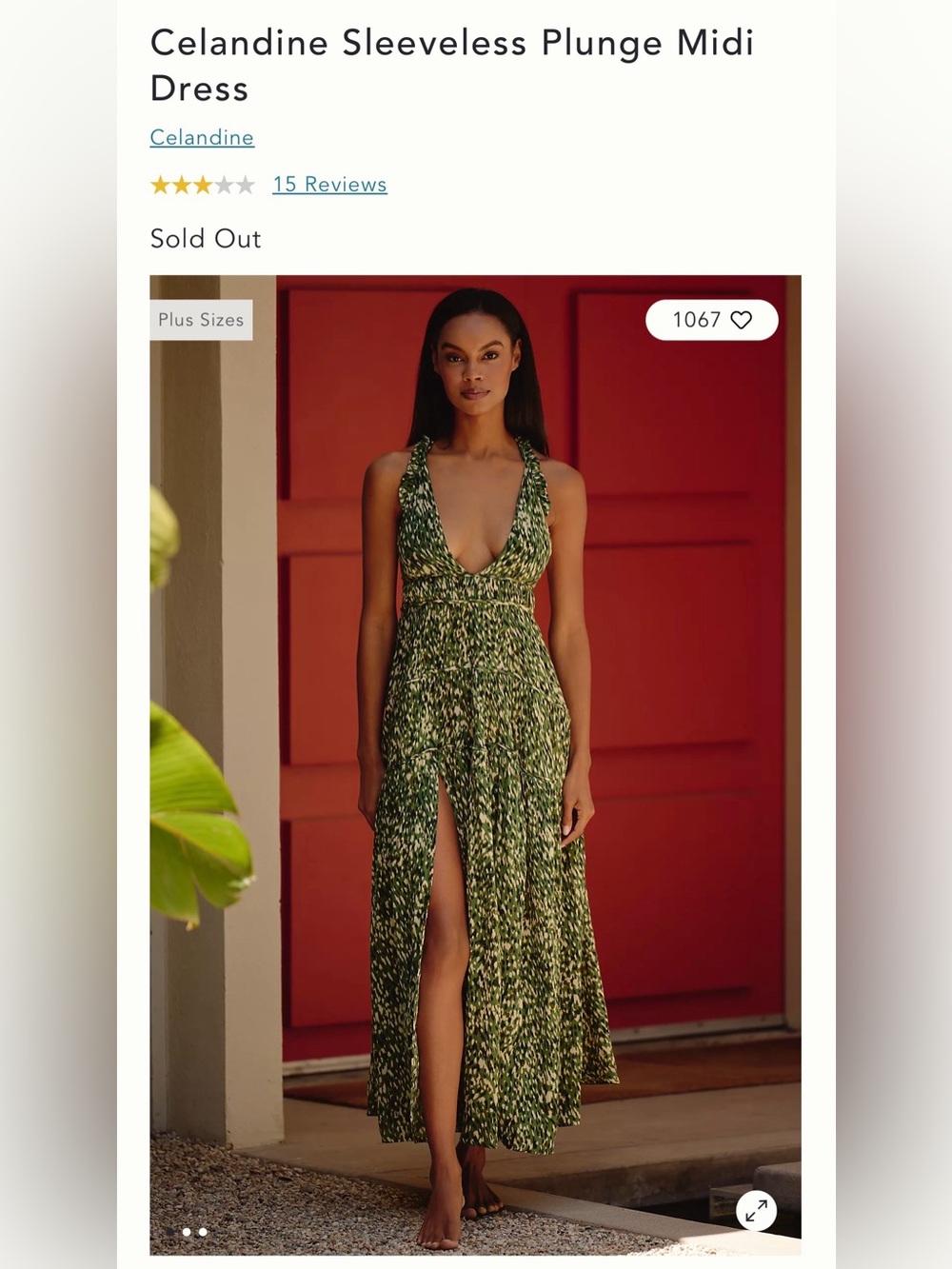 Anthropologie Plunge Midi Dress